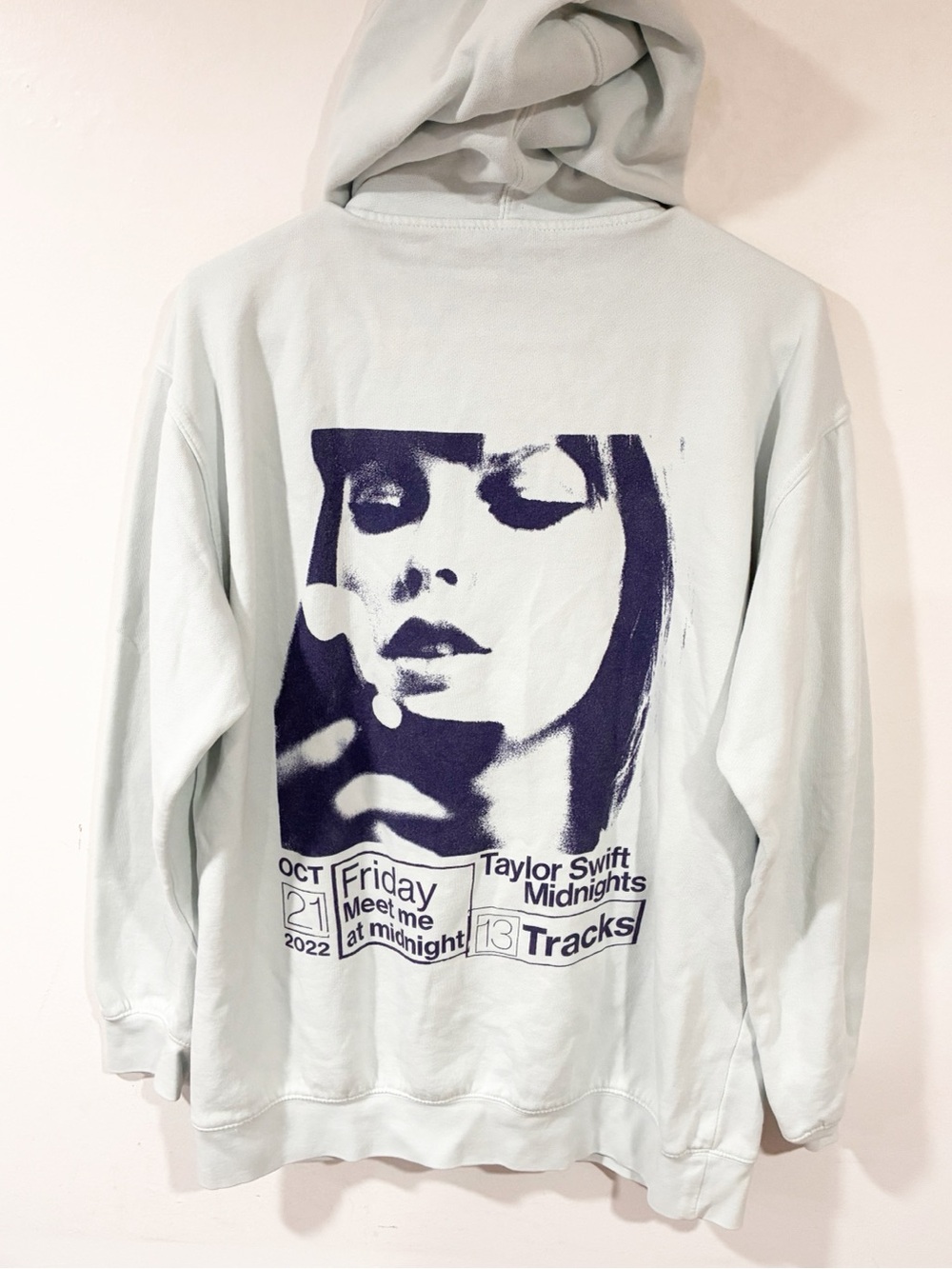 Taylor Swift Midnights Hoodie Women’s Large Light Blue Pullover Oct 21 2022 - Picture 4 of 4